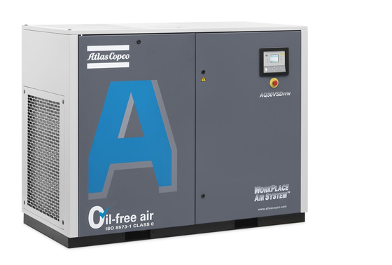 30kw yağsız Atlas vida hava kompresörü AQ-30 VSD 72dB Gürültü seviyesi