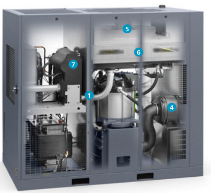 Atlas vida hava kompresörü GA75VSD + FF 75kw İçeride kurutucu